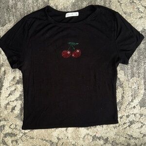 Active USA Black Cherry Embroidered Top